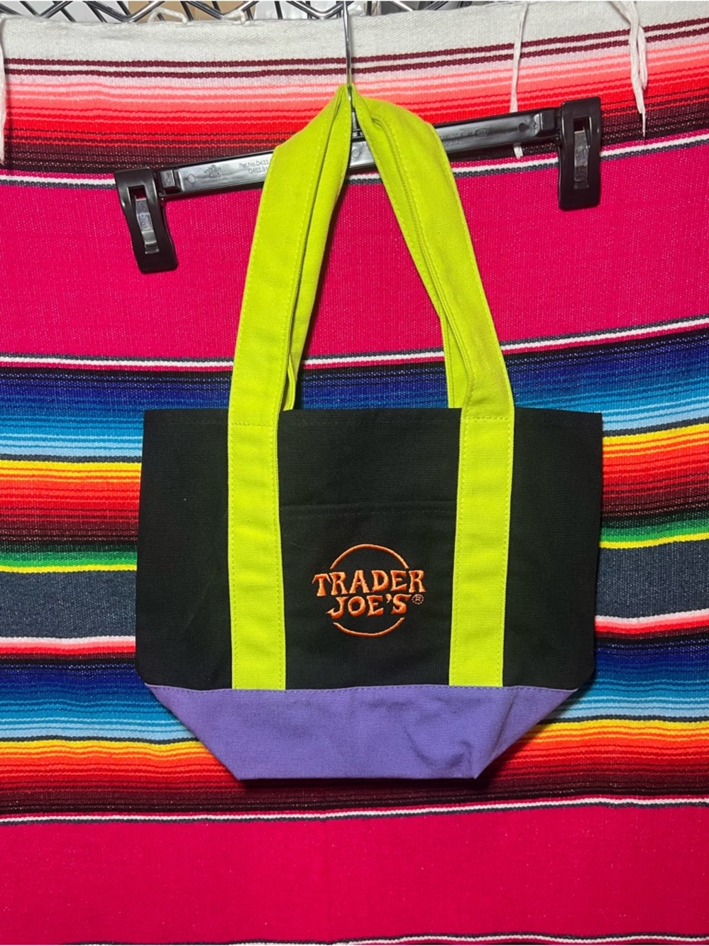 Trader Joe’s Trick-or-Treat Mini Canvas Tote Black/Green/Purple